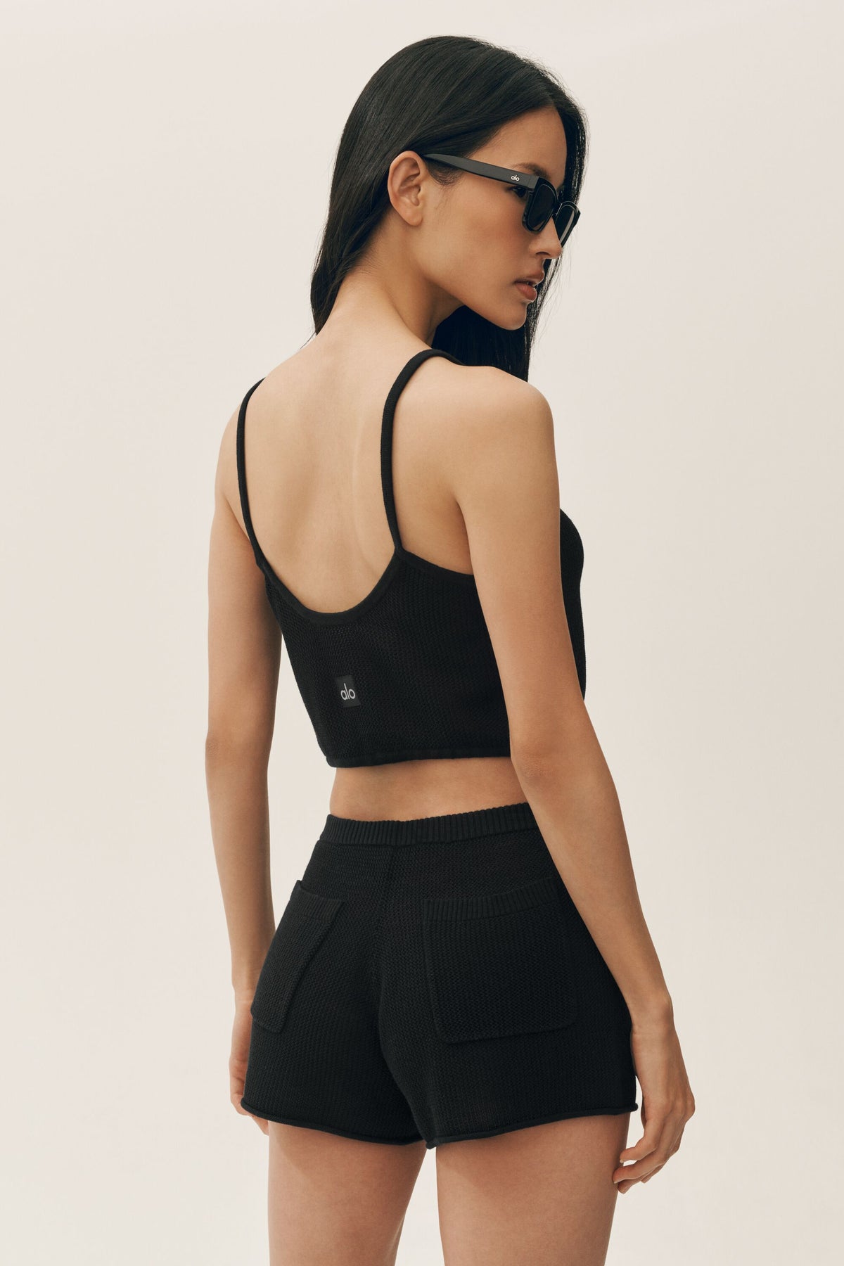 Silk Cashmere Cropped Heat Wave Tank - Black--3