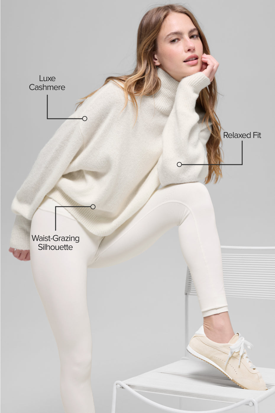 Wool Cashmere Cropped New Class Turtleneck Sweater - Ivory--1
