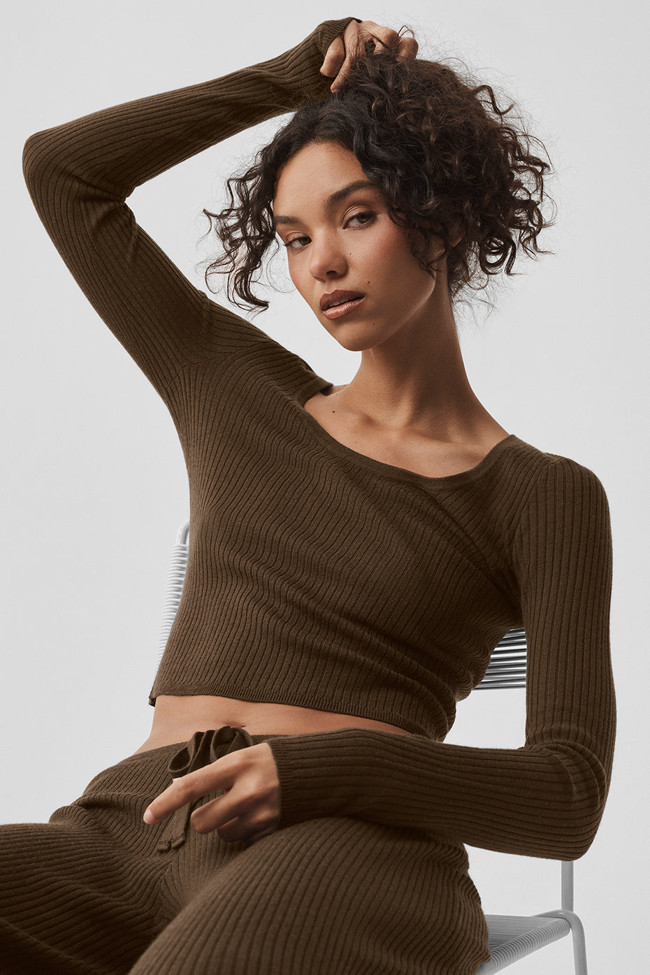 Sweater Knit Unwind Long Sleeve - Espresso--0