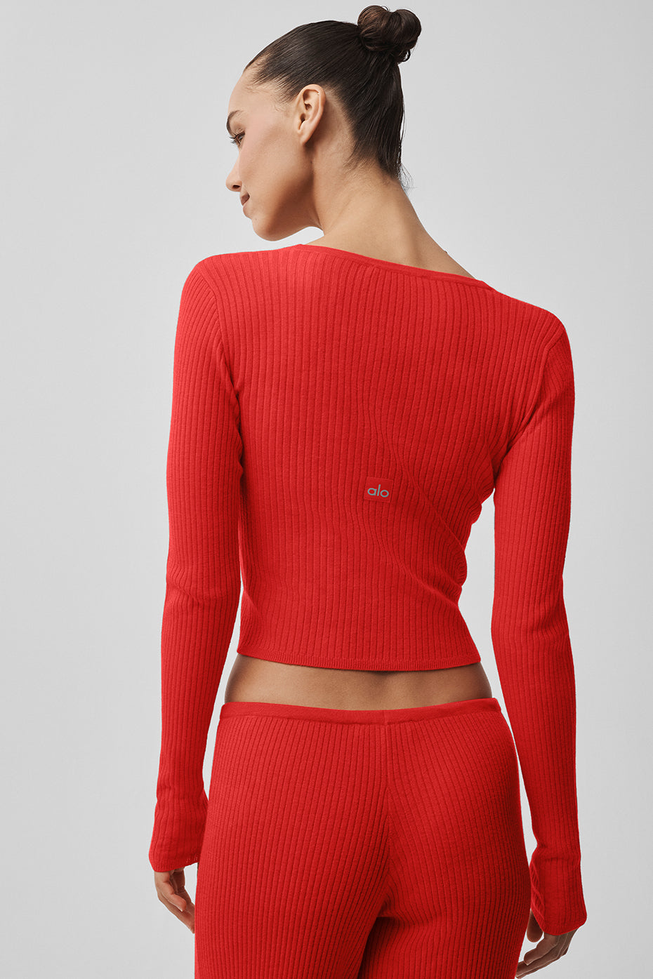 Sweater Knit Unwind Long Sleeve - Bright Red--1