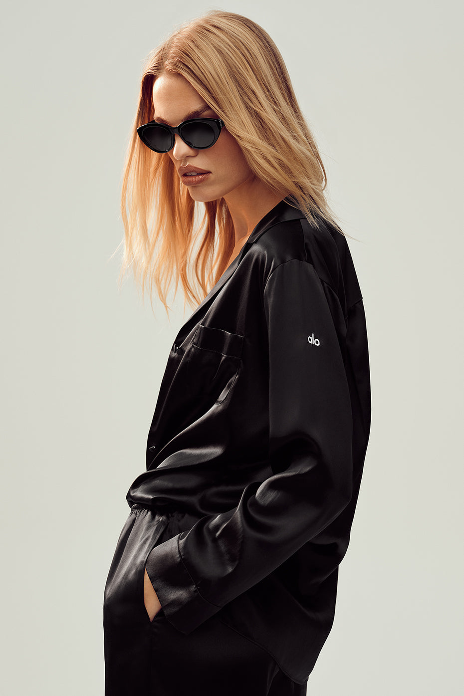 Silk Luminous Button Up - Black--2