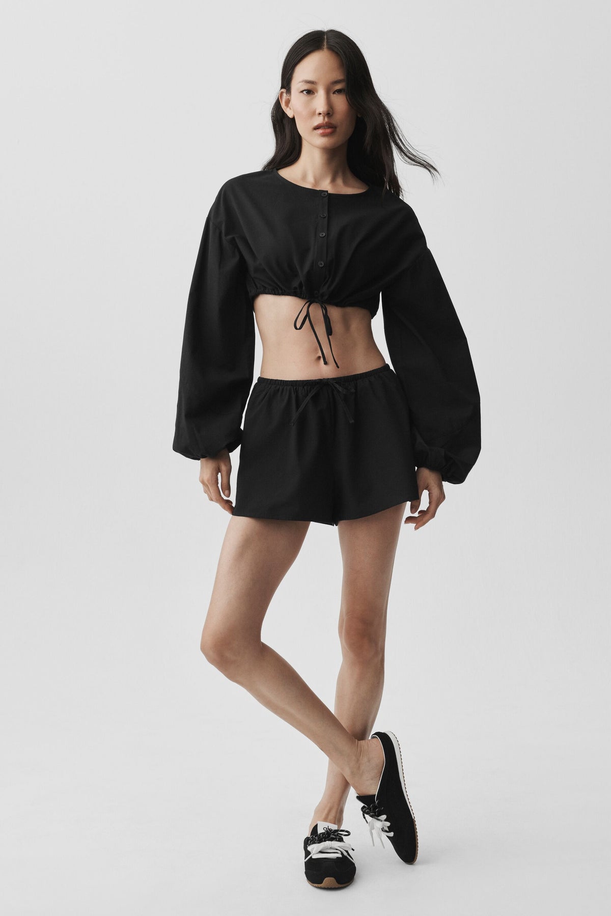 Cotton Cropped Real Deal Long Sleeve - Black--3