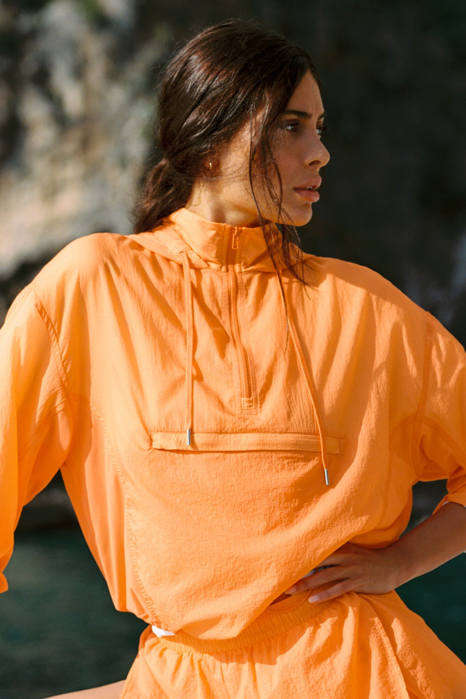 1/4 Zip Go Time Pullover - Satsuma Breeze--0