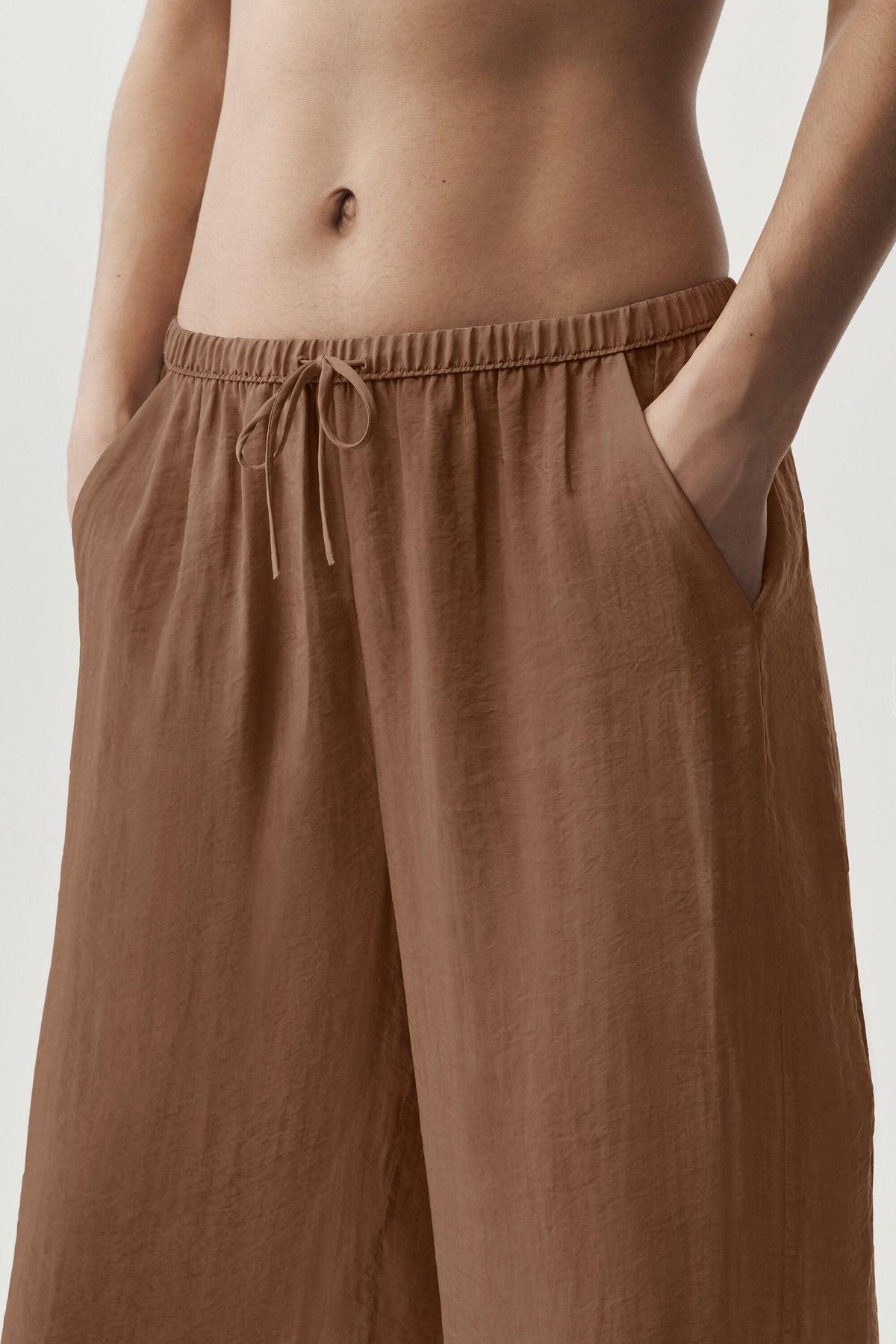 Semi-Sheer Golden Hour High-Waist Straight Leg Pant - Sun Kissed Brown--1