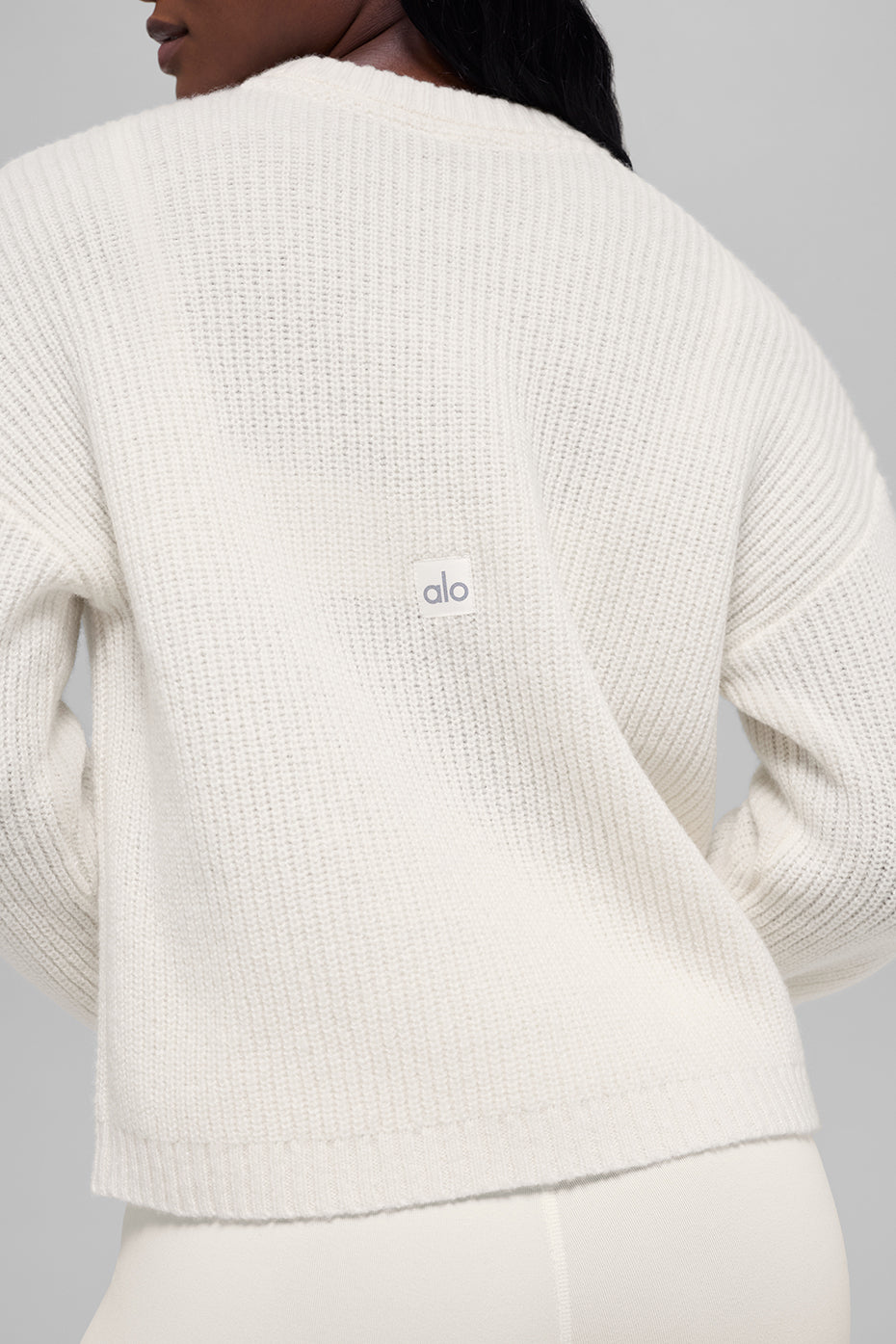 Wool Cashmere Ribbed Noble Crewneck Sweater - Ivory--3