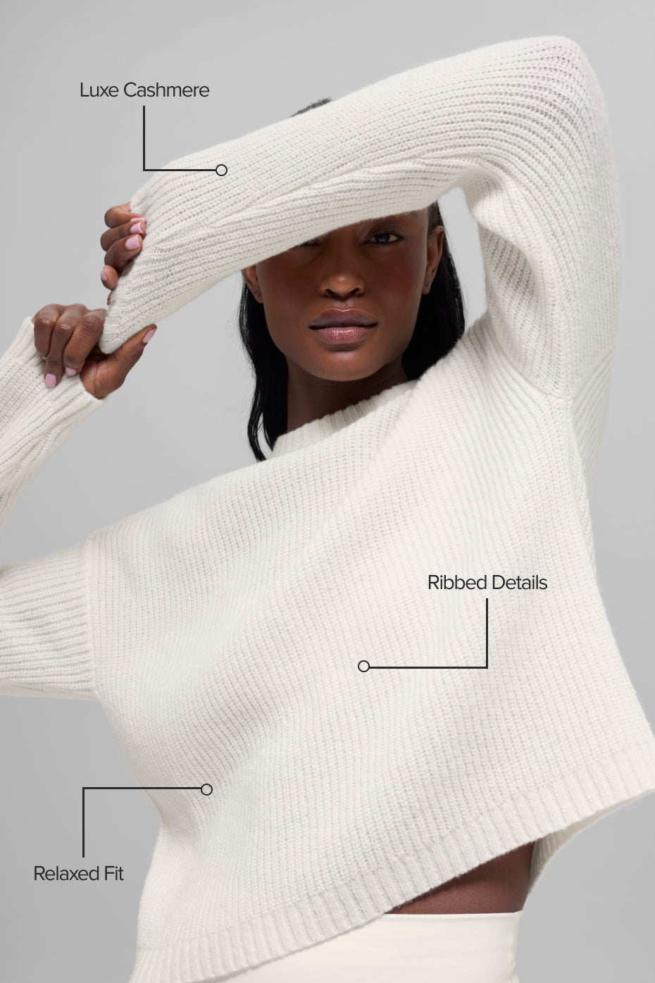 Wool Cashmere Ribbed Noble Crewneck Sweater - Ivory--1