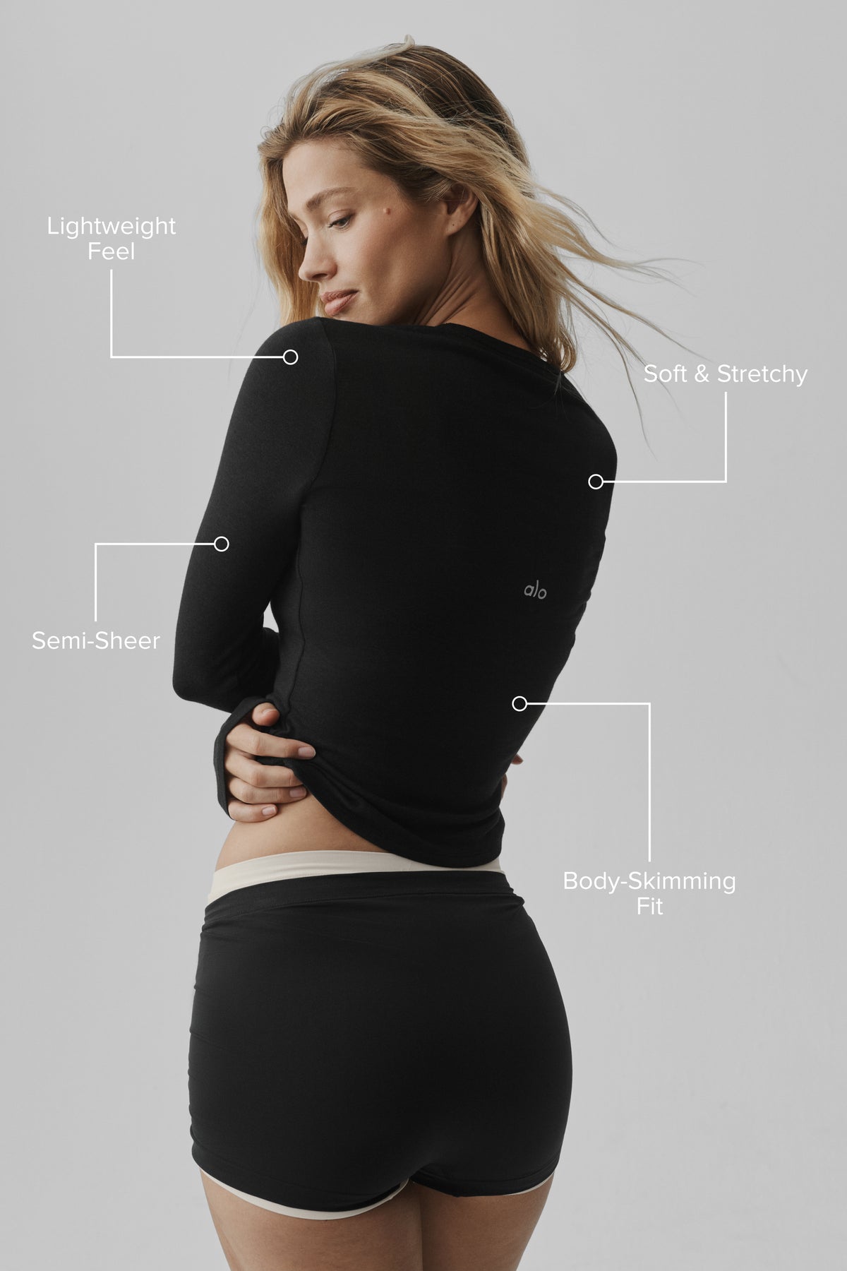 Semi Sheer Oasis Long Sleeve - Black--1