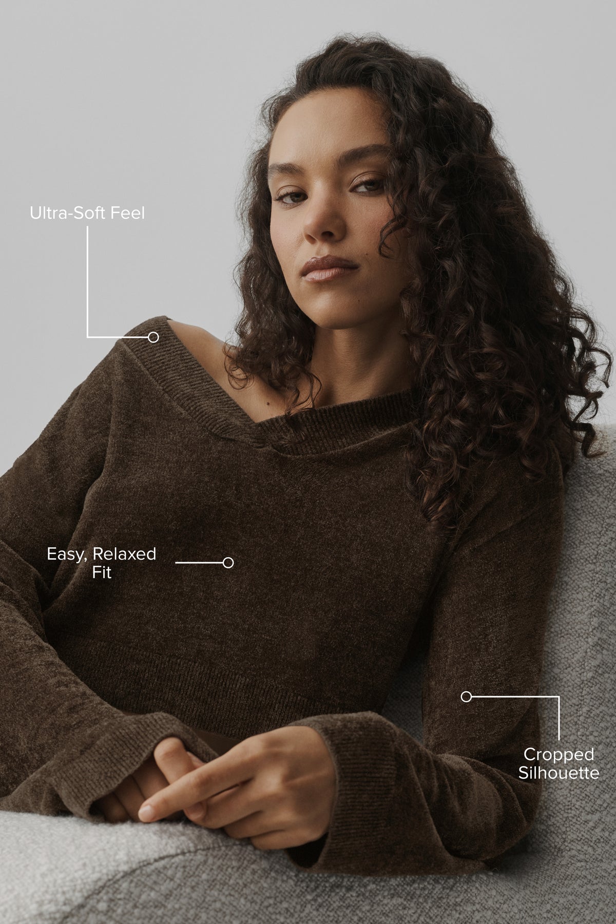 Micro Chenille Cropped V-Neck Coverup - Espresso--1
