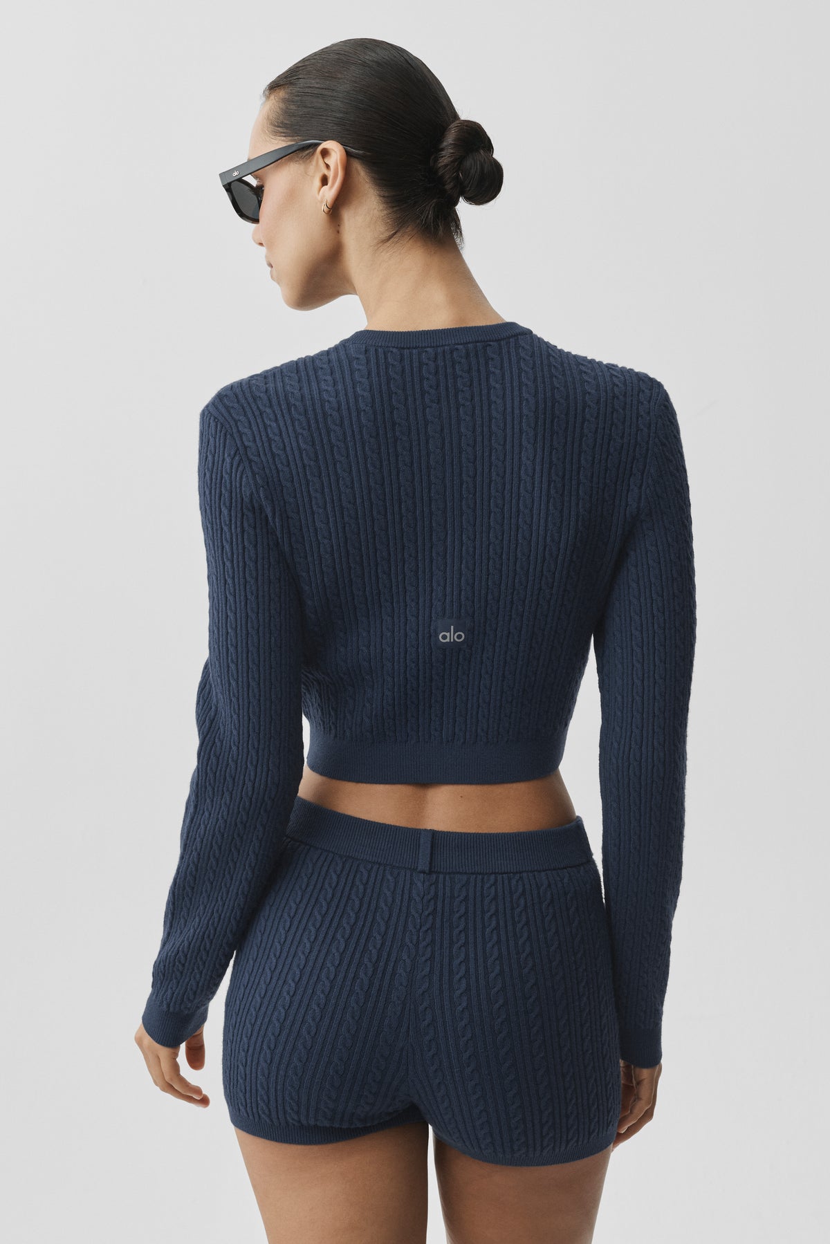 Mini Cable Sweater Cardigan - Navy--1