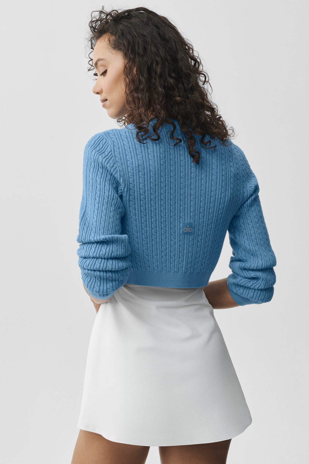 Mini Cable Sweater Cardigan - California Blue--1