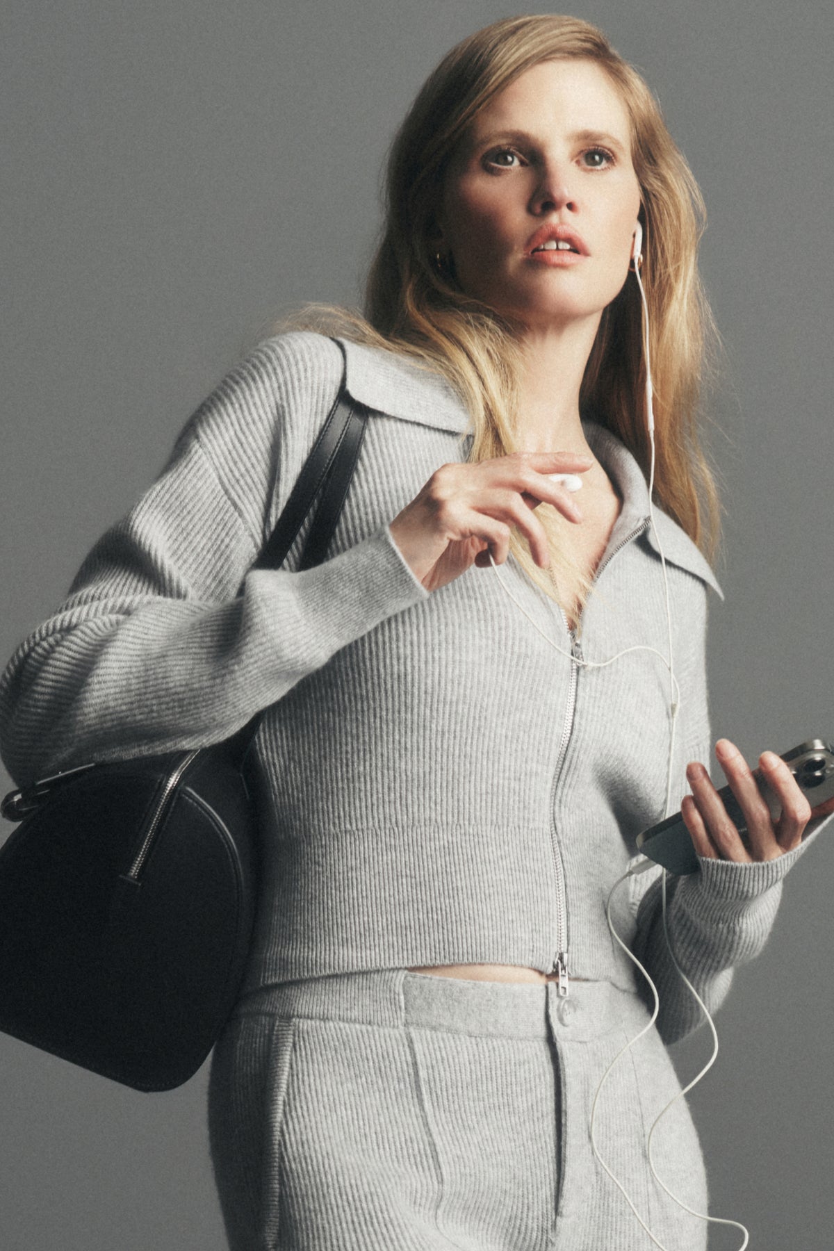 Cashmere Wool Harmony Full Zip Jacket - Athletic Heather Grey--0
