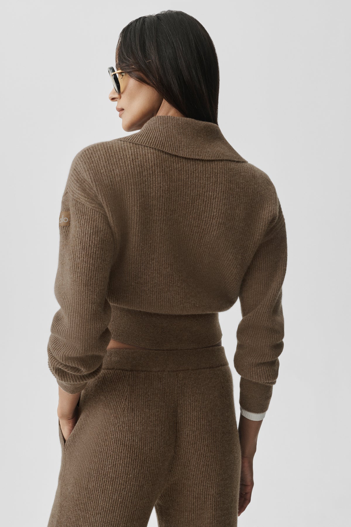 Cashmere Wool Harmony Full Zip Jacket - Java Brown Heather--1