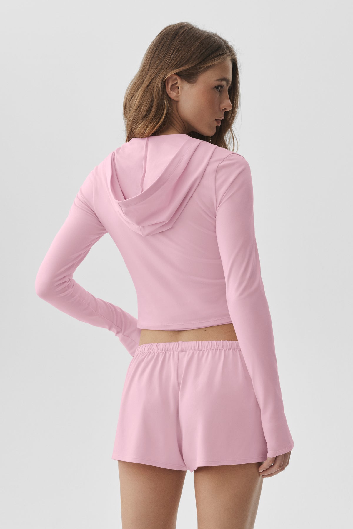 Alosoft Finesse Full Zip Fitted Hoodie - Pink Marshmallow--1