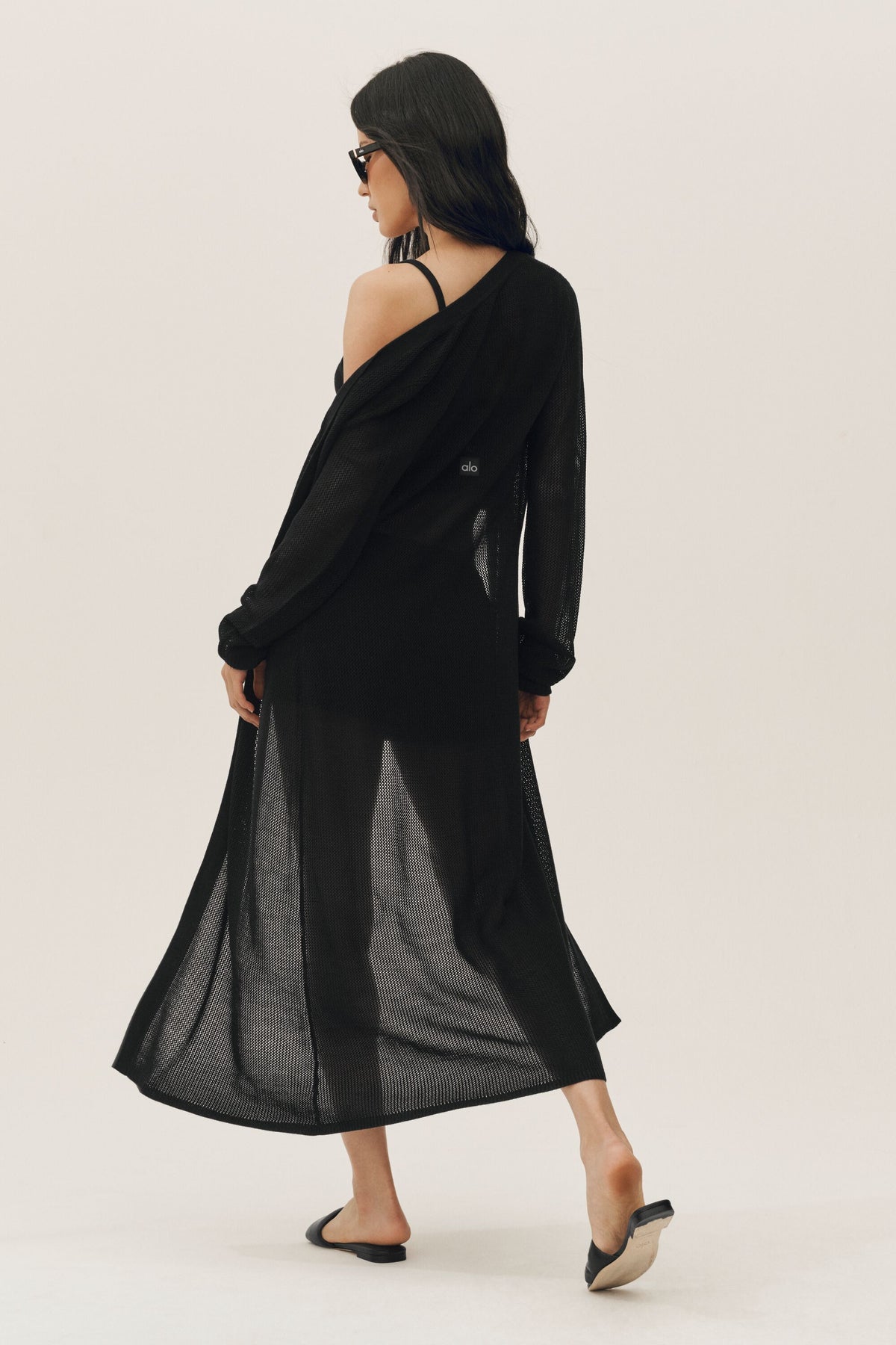 Silk Cashmere Heatwave Long Cardigan - Black--1
