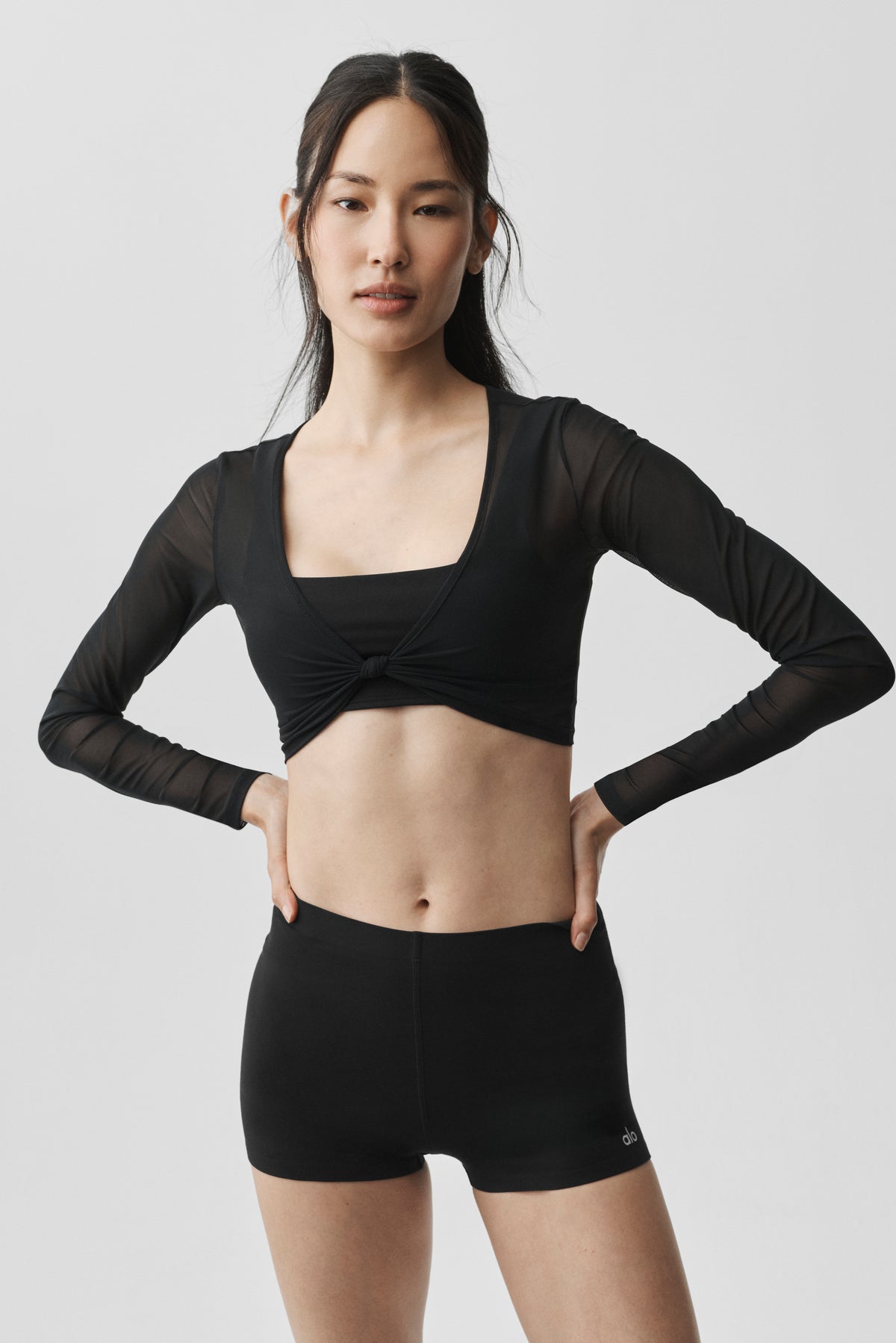Mesh Knotty Long Sleeve - Black--0