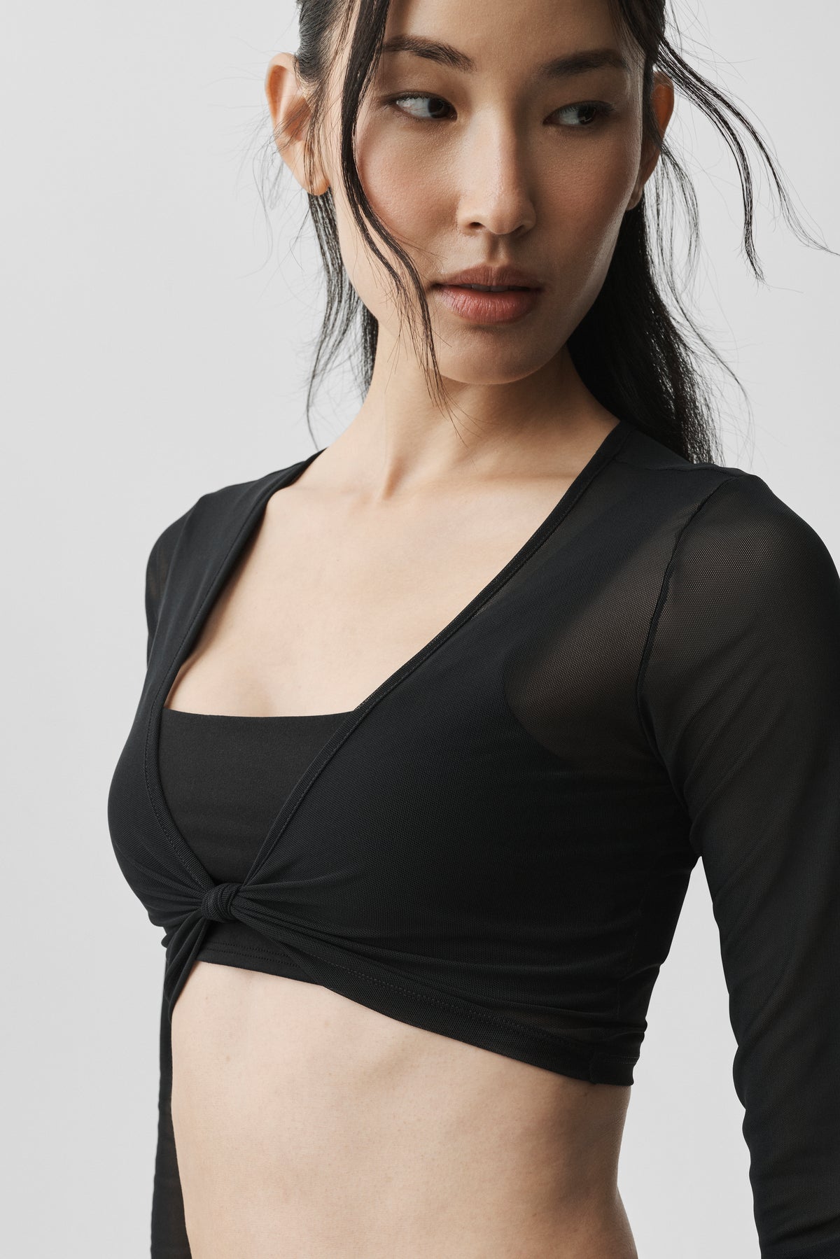 Mesh Knotty Long Sleeve - Black--2