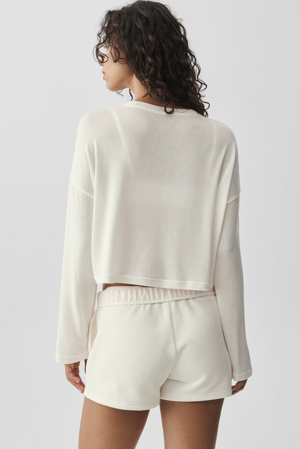 Semi-Sheer Oasis Boxy Long Sleeve - Ivory--1