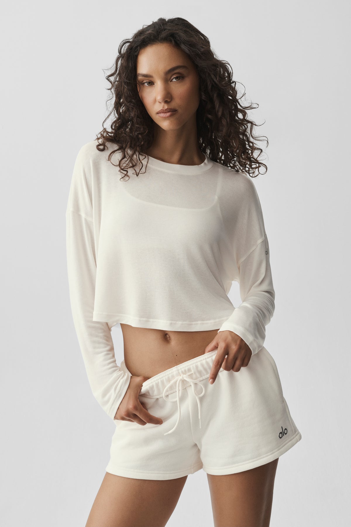 Semi-Sheer Oasis Boxy Long Sleeve - Ivory--2