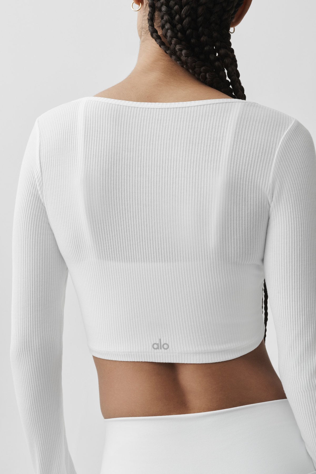 Ribbed Cropped Whisper Cardigan - White--3