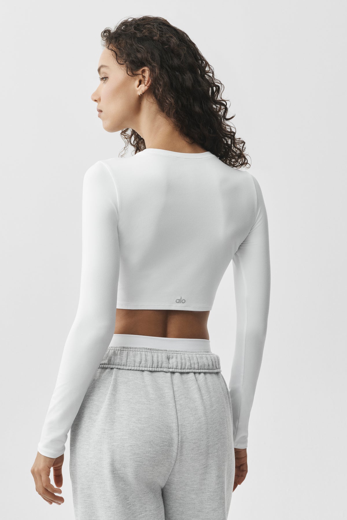 Alosoft Crop Finesse Long Sleeve - White--1