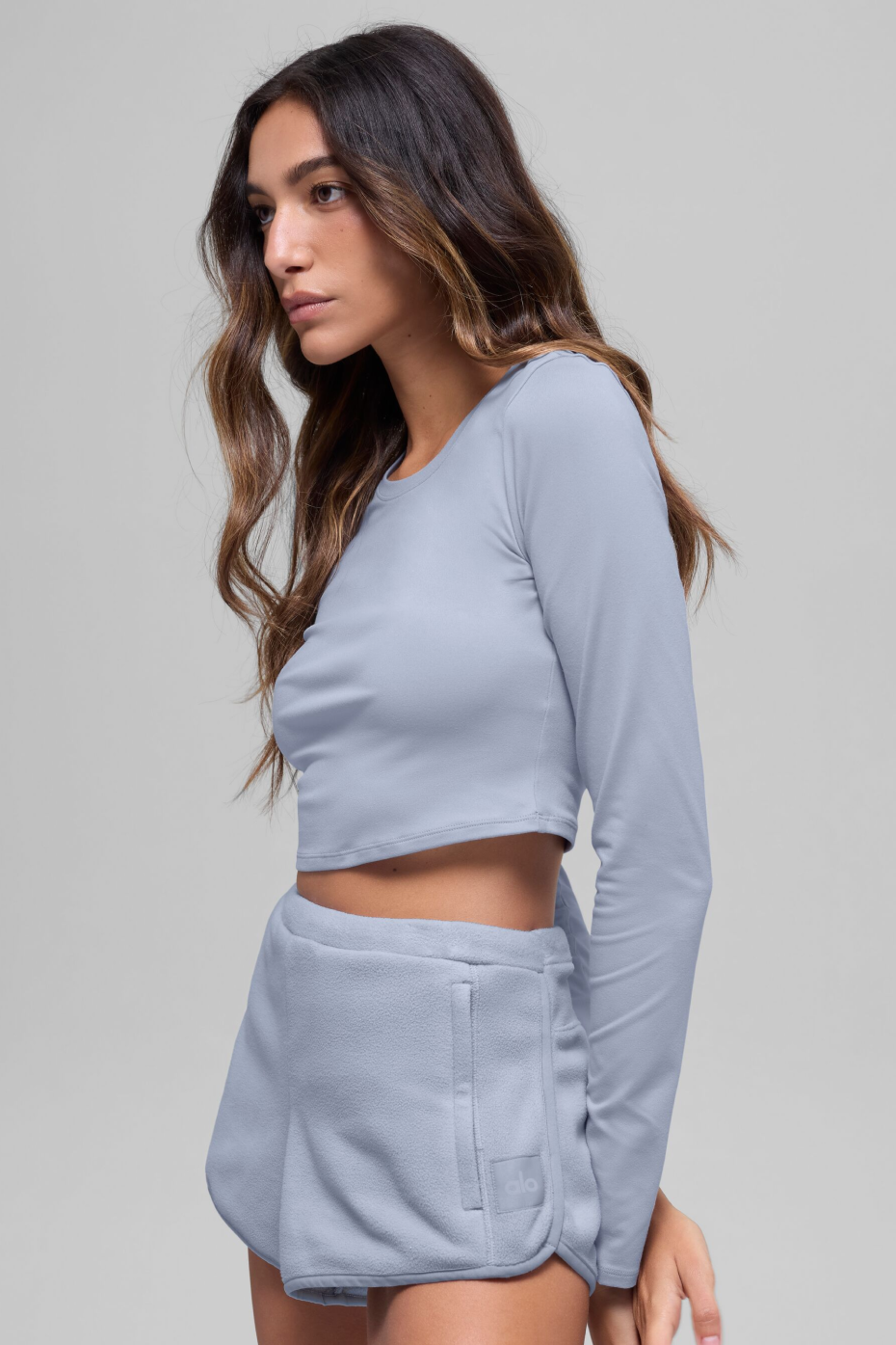 Alosoft Crop Finesse Long Sleeve - Winter Frost--3