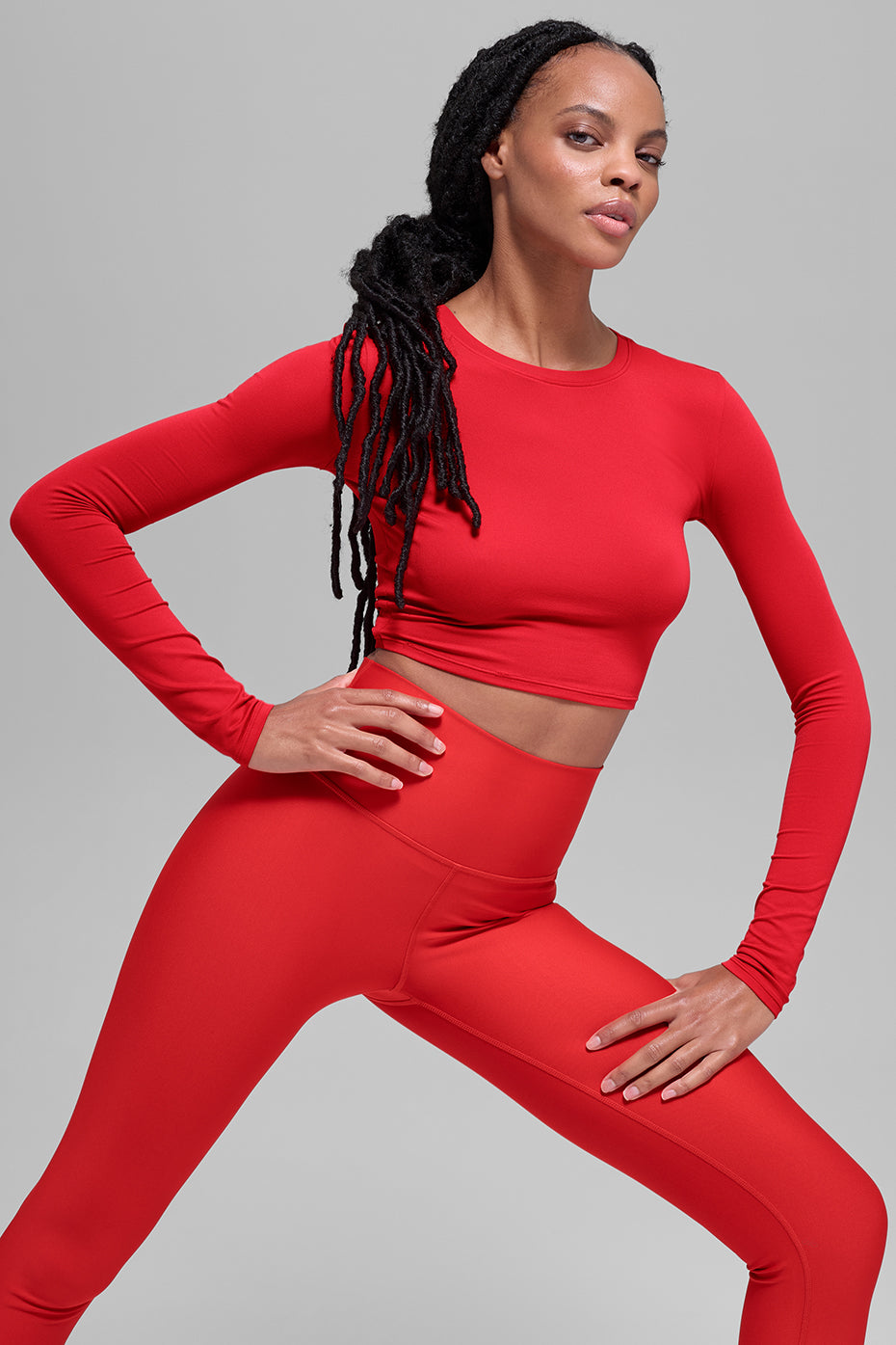 Alosoft Crop Finesse Long Sleeve - Bright Red--2