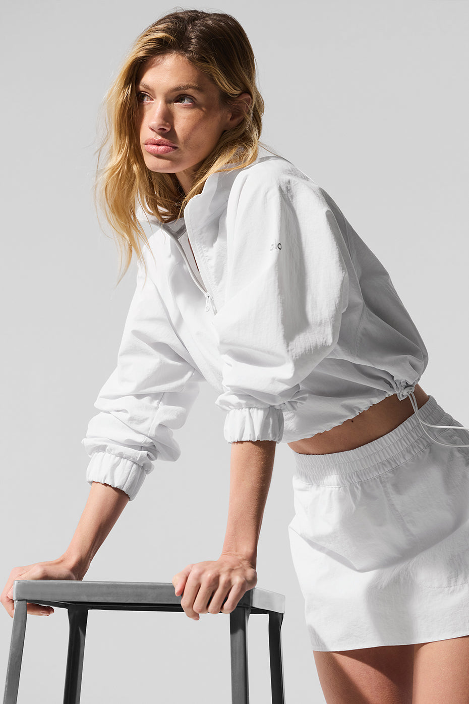 Cropped 1/4 Zip Alumni Pullover - White--4