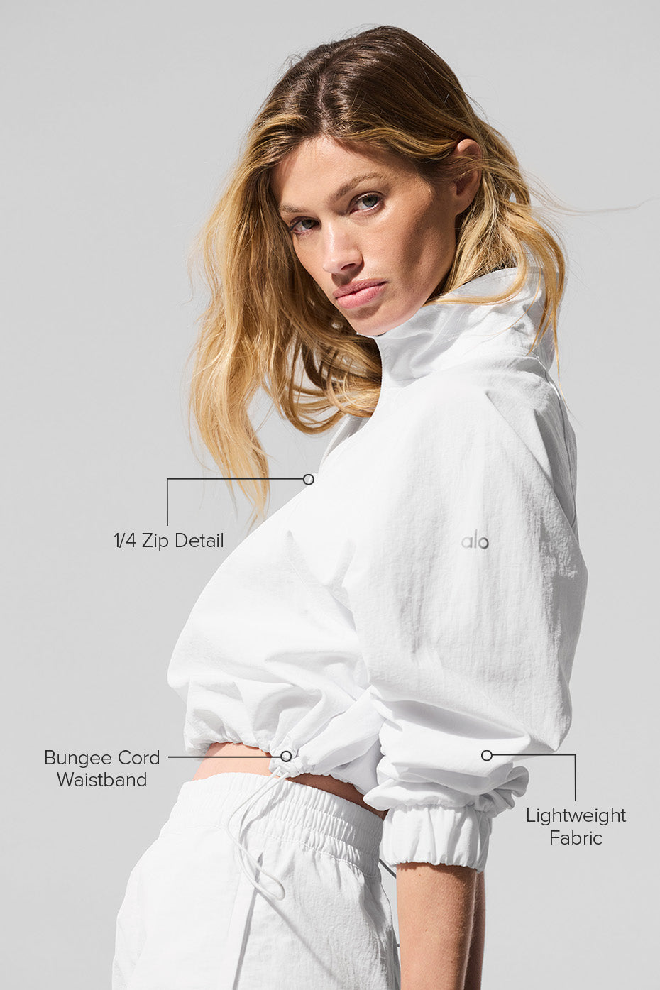 Cropped 1/4 Zip Alumni Pullover - White--1