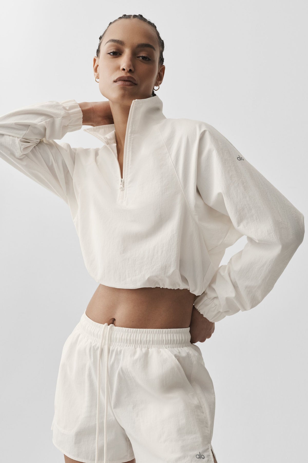 Cropped 1/4 Zip Alumni Pullover - Ivory--3