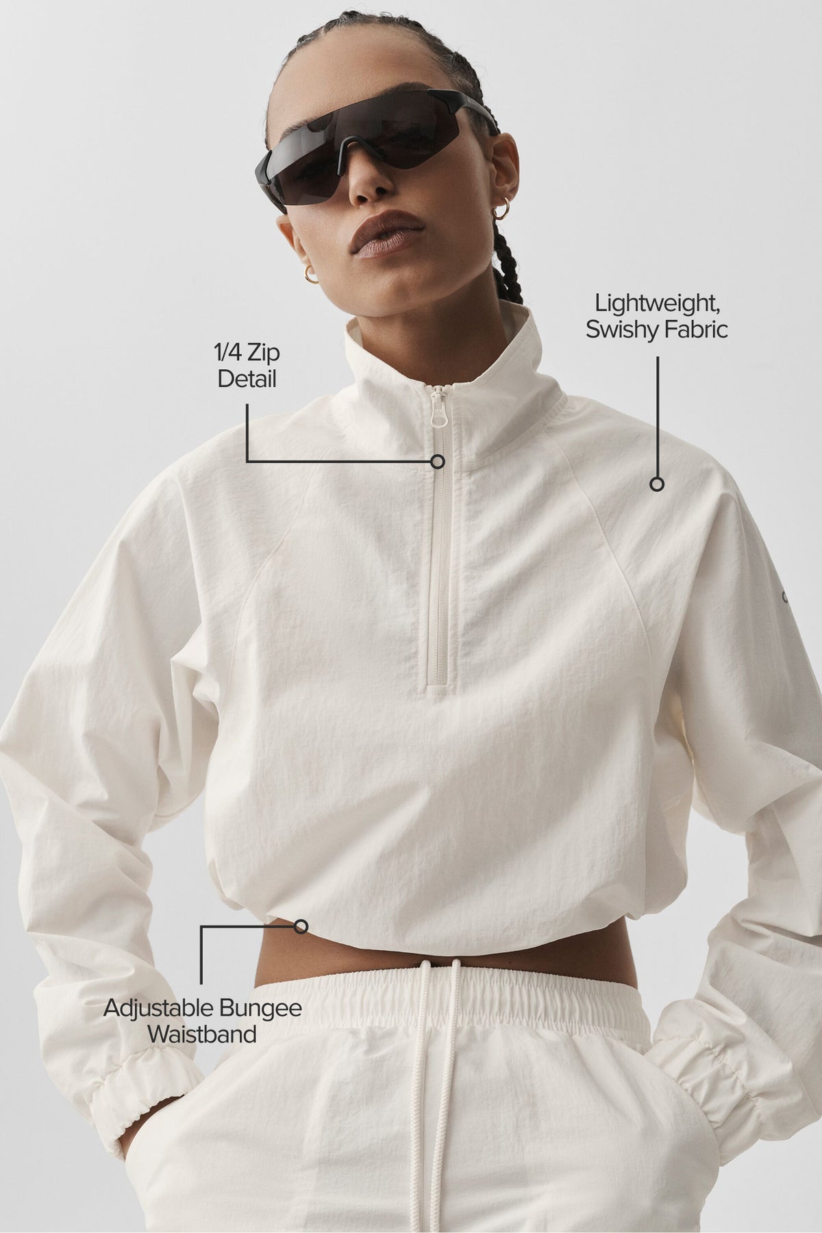 Cropped 1/4 Zip Alumni Pullover - Ivory--1