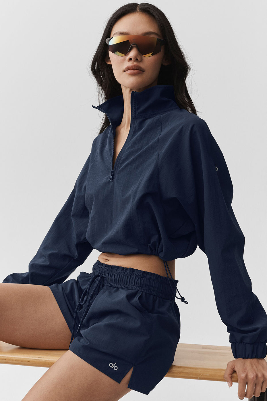 Cropped 1/4 Zip Alumni Pullover - Navy--4