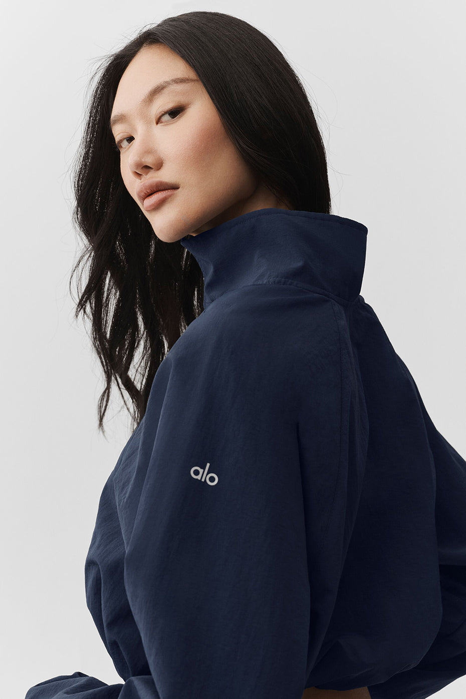 Cropped 1/4 Zip Alumni Pullover - Navy--3
