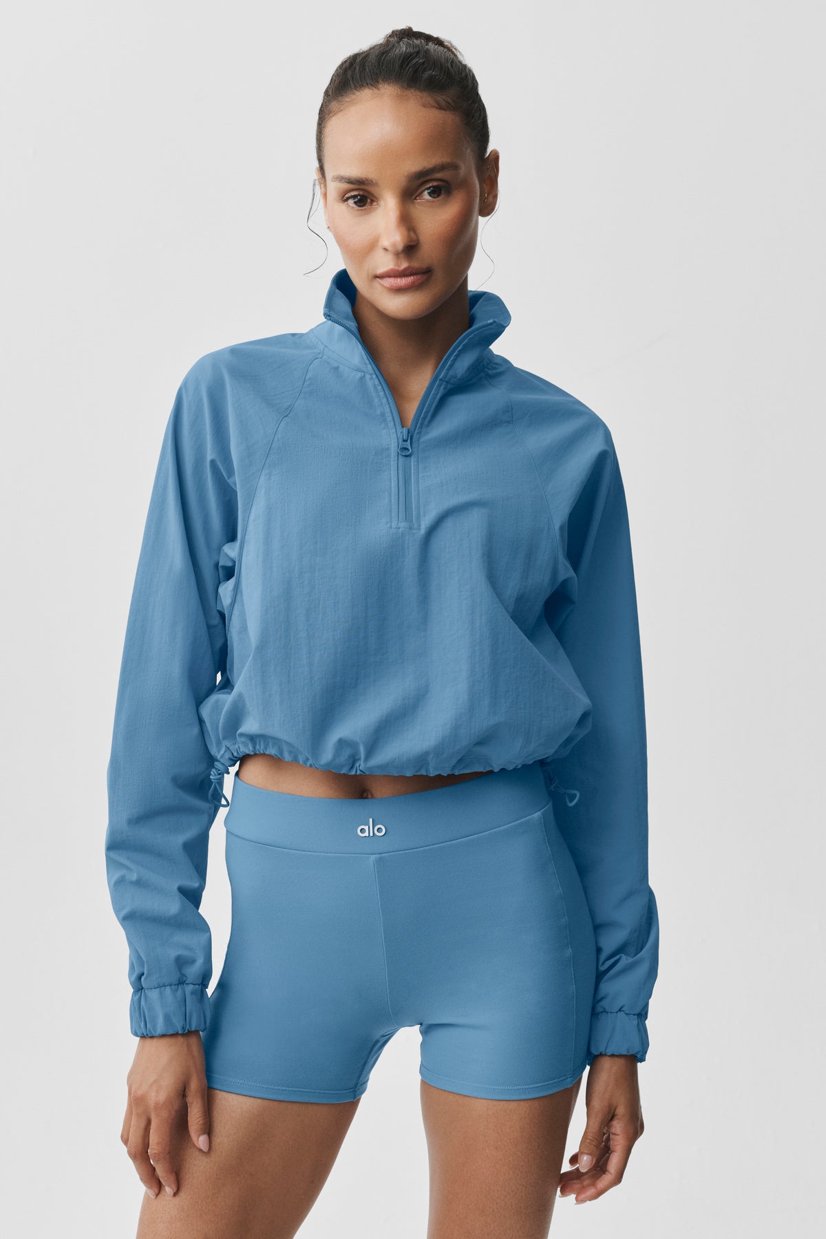 Cropped 1/4 Zip Alumni Pullover - California Blue--2