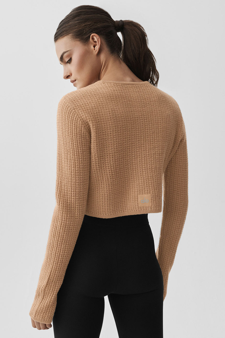 Cashmere Plush Waffle Cropped Long Sleeve - Toasted Almond--1