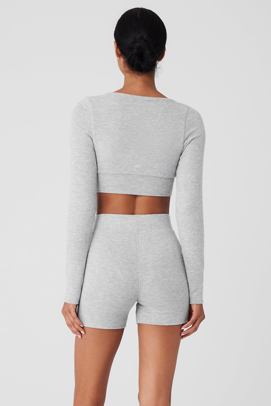 Alolux Cropped Me Time Cardigan - Athletic Heather Grey--1