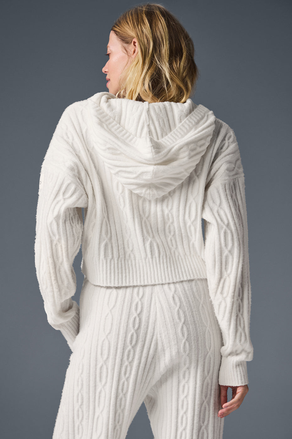 Cable Knit Winter Bliss Hoodie - Ivory--2