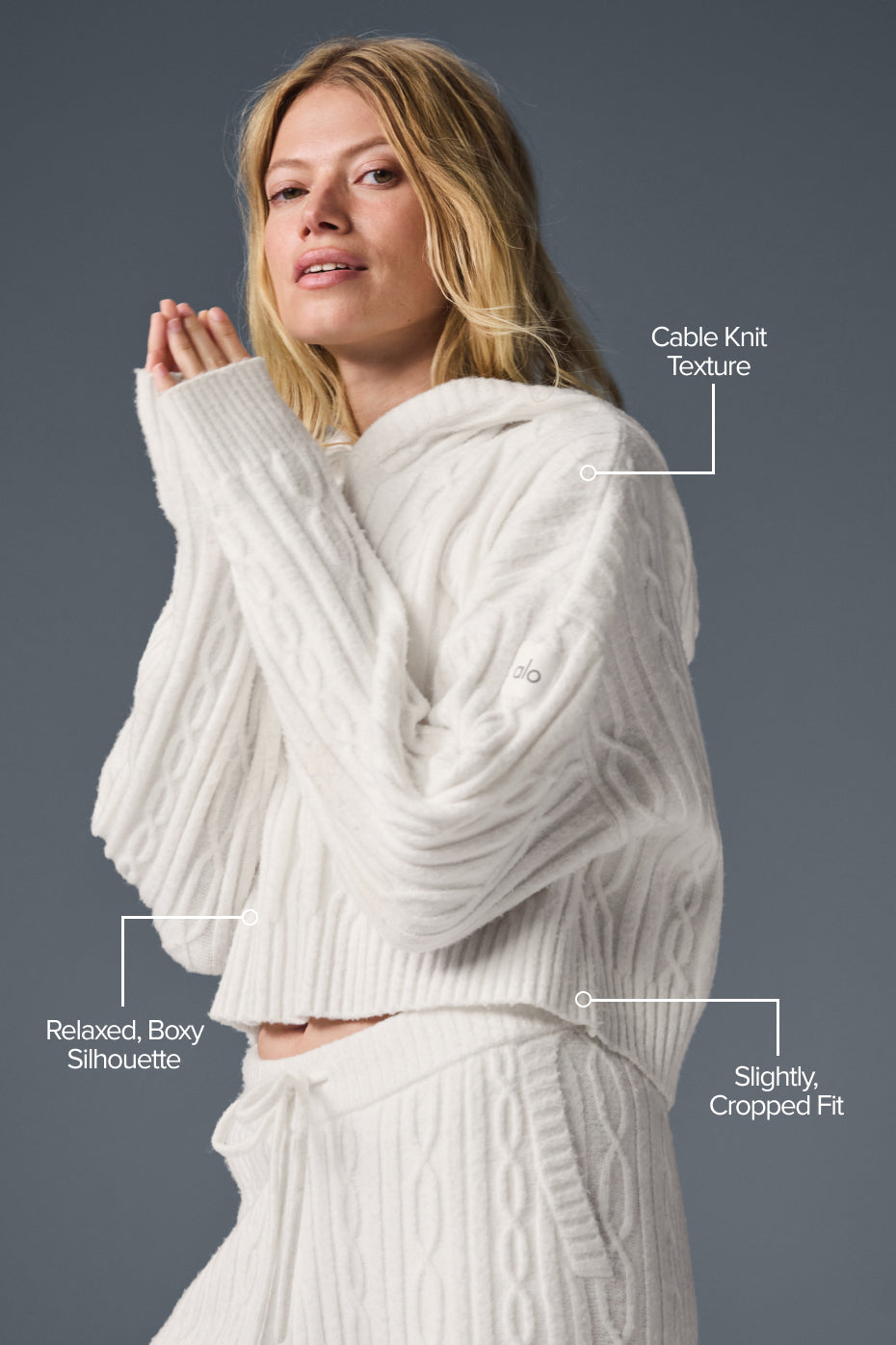 Cable Knit Winter Bliss Hoodie - Ivory--1