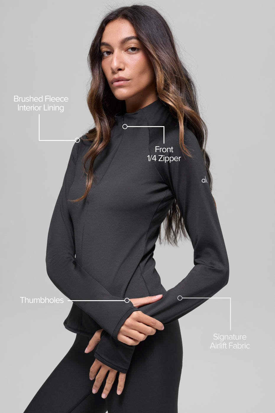 Airlift Winter Warm 1/4 Zip Long Sleeve - Black--1