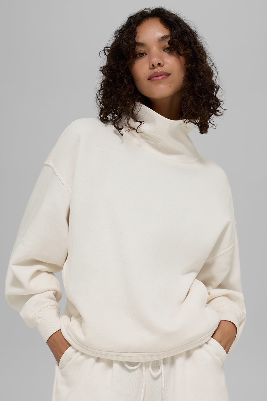 Hazy Mock Neck Pullover - Ivory--2