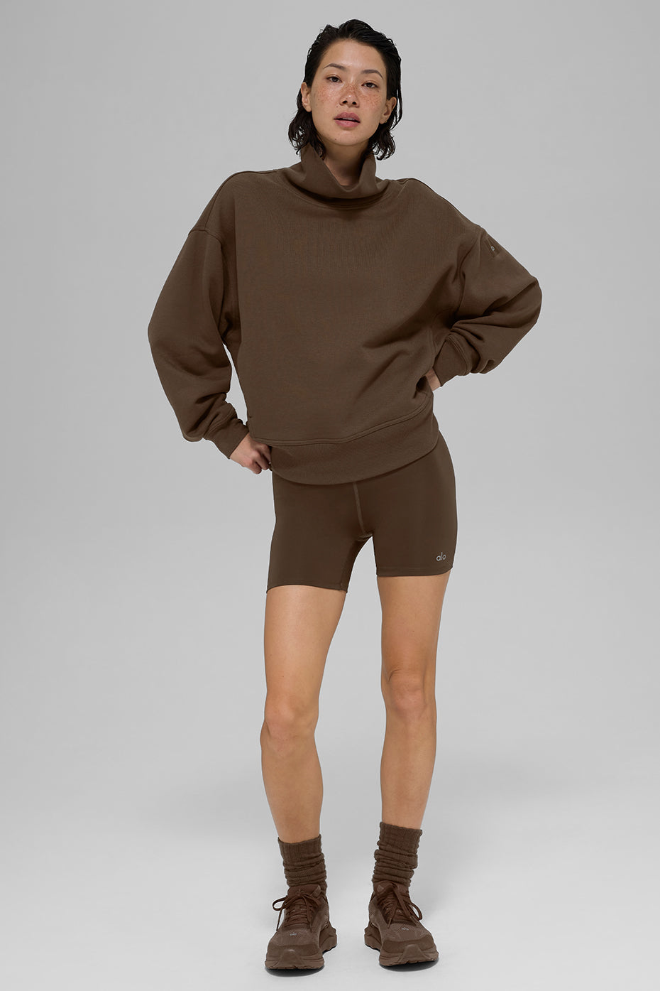 Hazy Mock Neck Pullover - Espresso--4