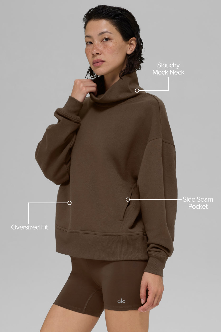 Hazy Mock Neck Pullover - Espresso--1