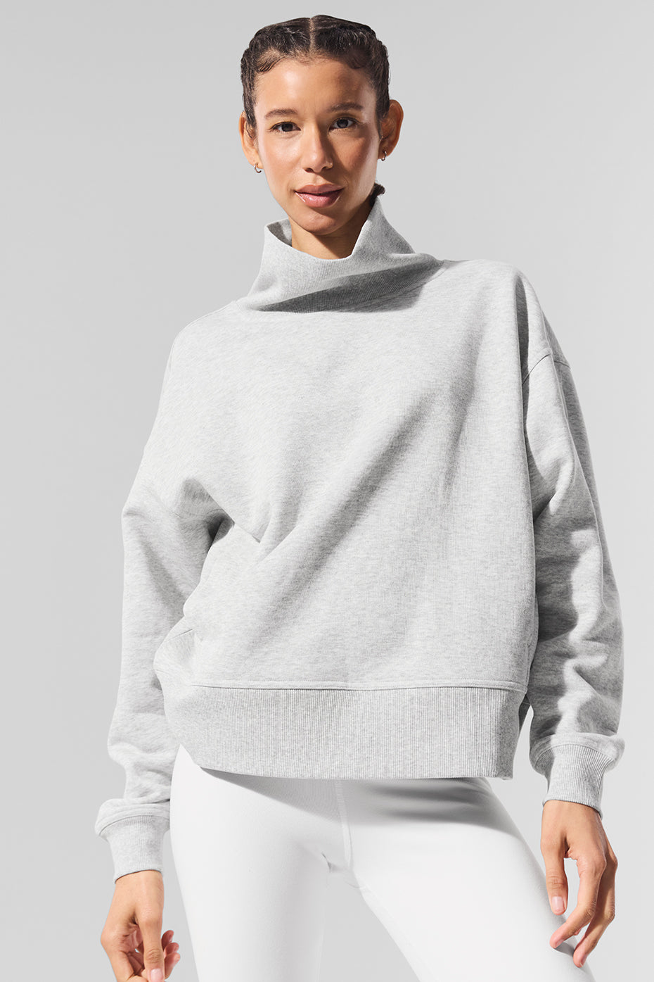 Hazy Mock Neck Pullover - Light Athletic Heather Grey--0
