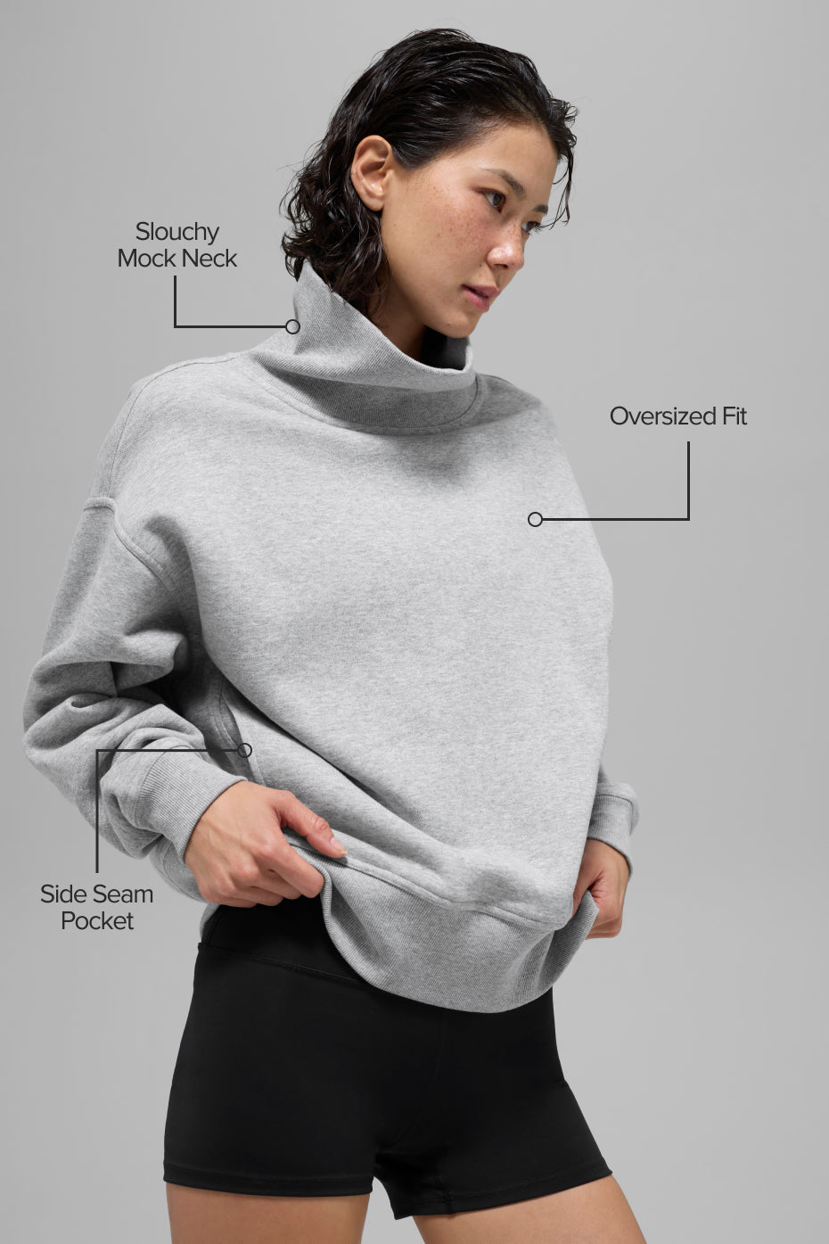 Hazy Mock Neck Pullover - Athletic Heather Grey--1