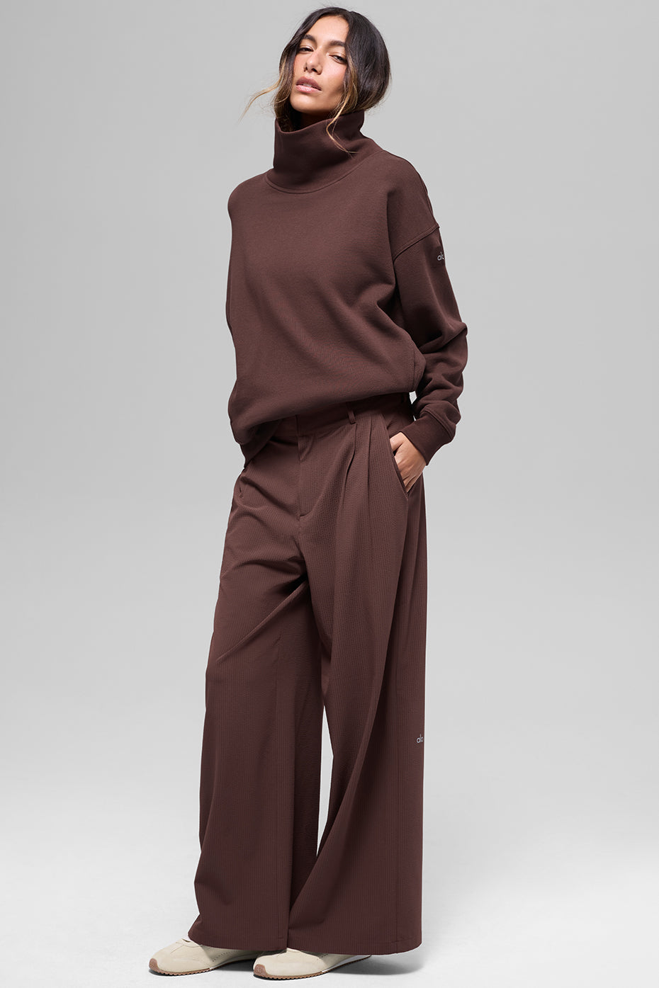 Hazy Mock Neck Pullover - Brownstone--4