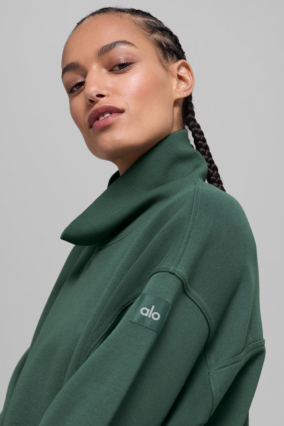 Hazy Mock Neck Pullover - Clover Green--1