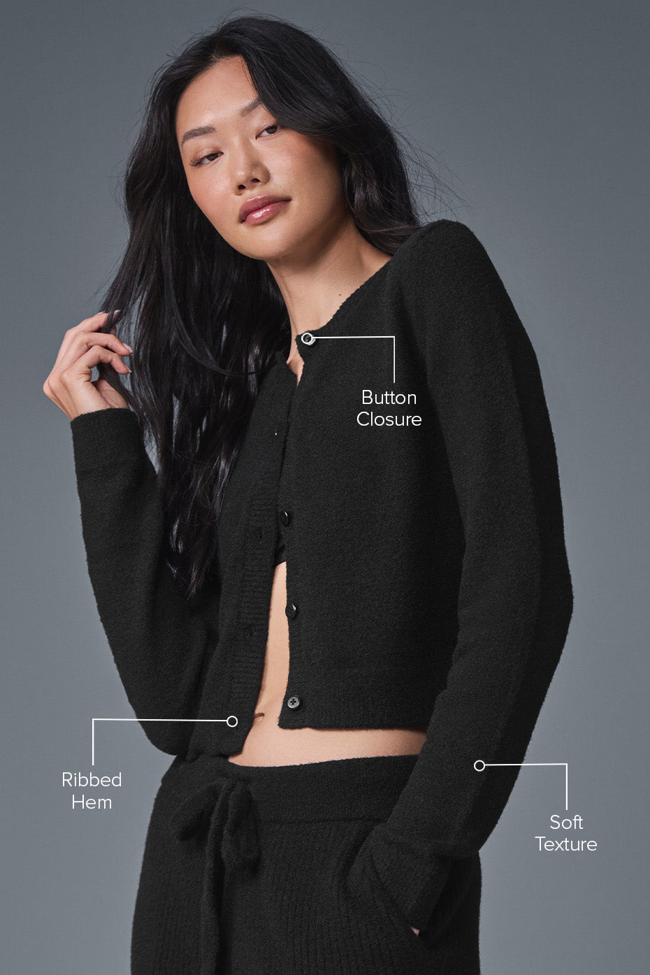 Snuggle Up Sweater Cropped Cardigan - Black--1
