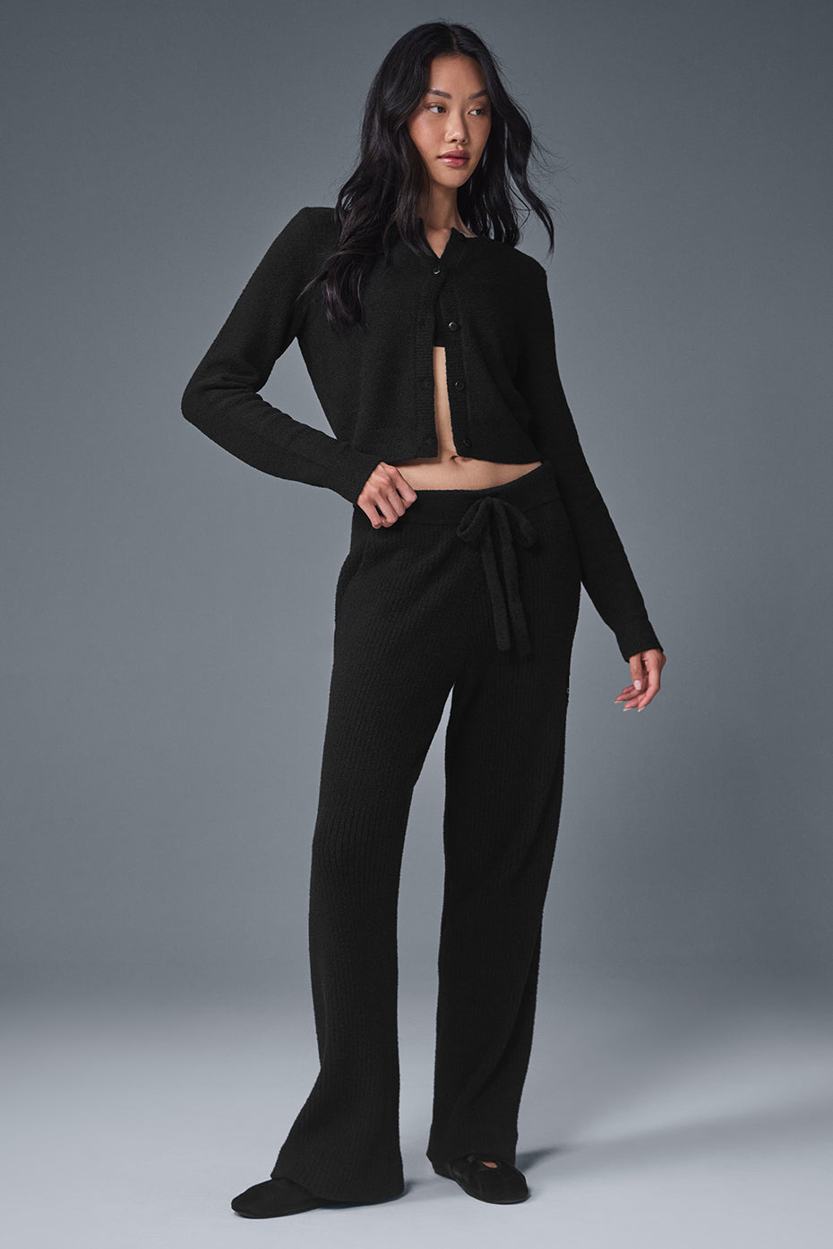 Snuggle Up Sweater Cropped Cardigan - Black--3