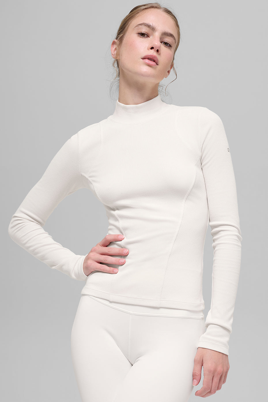 Ribbed Mesmerize Mock Neck Long Sleeve - Ivory--0
