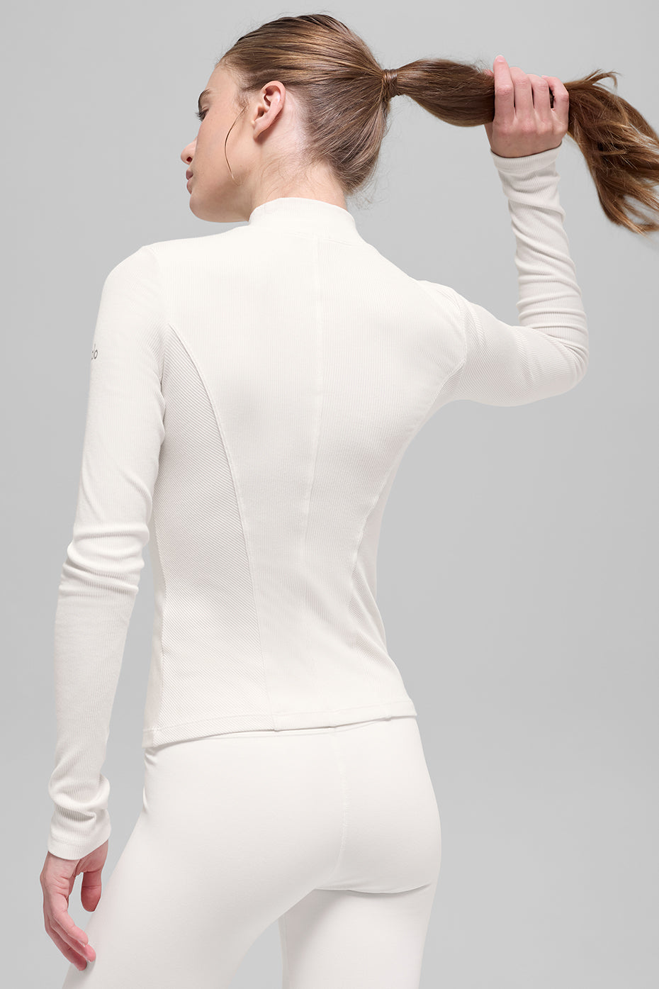 Ribbed Mesmerize Mock Neck Long Sleeve - Ivory--2