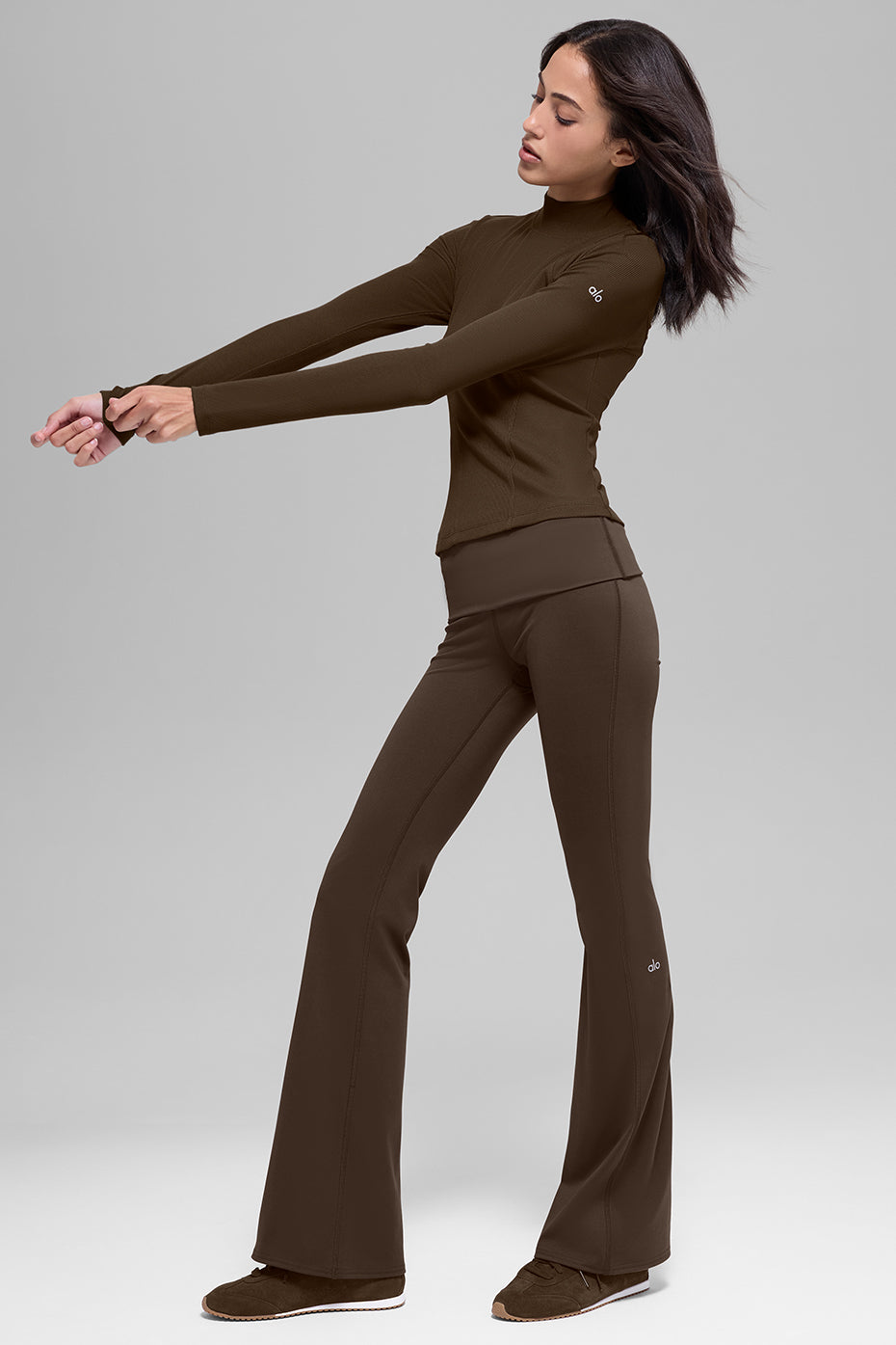 Ribbed Mesmerize Mock Neck Long Sleeve - Espresso--3